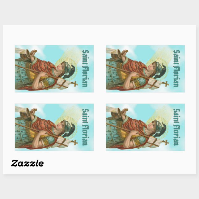 St. Florian with Bucket (Clear Skies; M 019) Rectangular Sticker (Sheet)