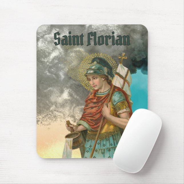St. Florian with Bucket (Smoke; M 019) Mouse Mat (With Mouse)