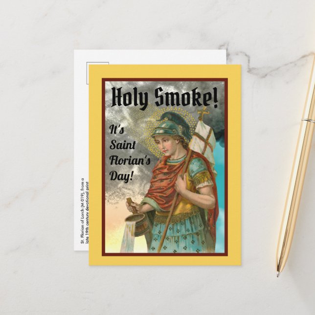 St. Florian with Bucket (Smoke; M 019) Postcard (Front/Back In Situ)