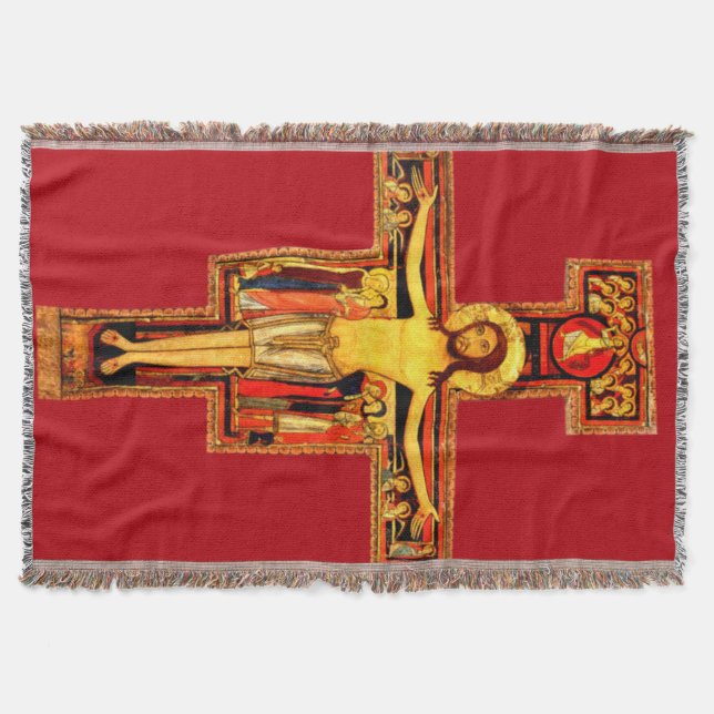 St Frances of Assisi San Damiano Crucifix Blanket (Front)