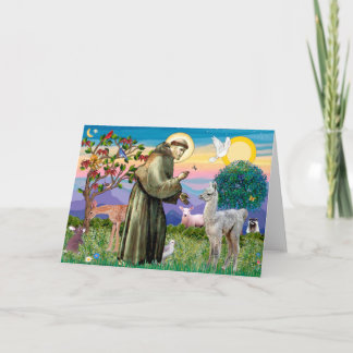St Francis and Llama Baby Card