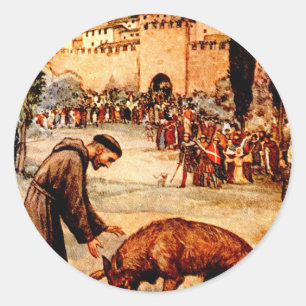St Francis and the Wolf Classic Round Sticker