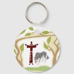 St. Francis and The Wolf tie, gift box, chain etc Key Ring