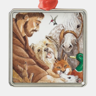 St. Francis & Animals, hat, pin, keychain, pet tag Metal Tree Decoration