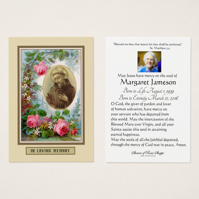 St. Francis Assisi Religious Sympathy Funeral (Front & Back)