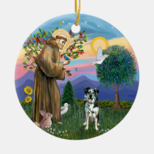 St Francis -  Catahoula Leopard Dog Ceramic Tree Decoration