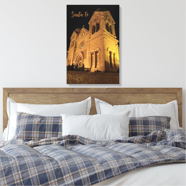 St. Francis Cathedral Santa Fe NM Wrapped Canvas (Insitu(Bedroom))