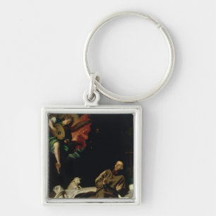 St. Francis comforted by an Angel Musician Key Ring