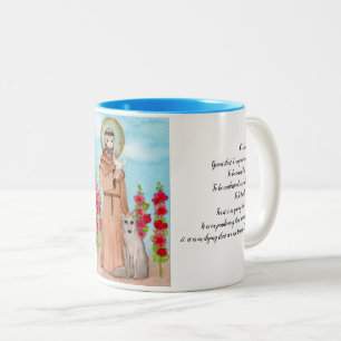 St. Francis Coyote Saint of Assisi Prayer Two-Tone Coffee Mug