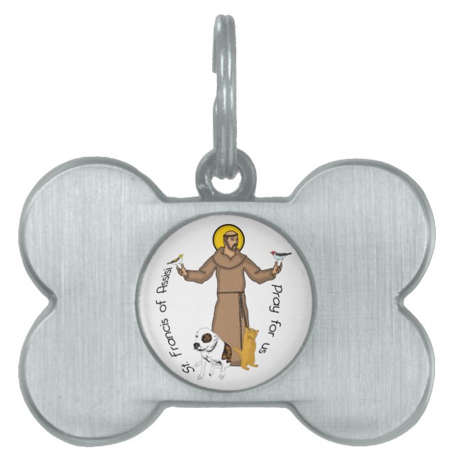 St. Francis Dog Bone Shaped Pet Protection Tag (Front)