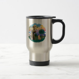 St Francis (ff) - Orange Tabby cat Travel Mug