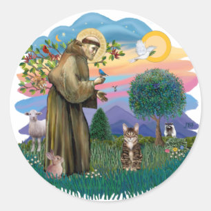 St francis (ff) - Tabby Tiger cat Classic Round Sticker