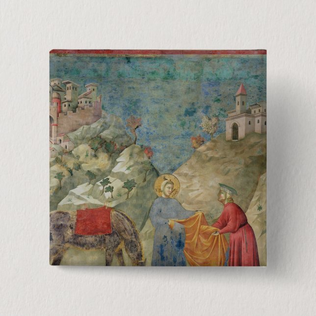 St. Francis Gives his Coat to a Stranger 15 Cm Square Badge (Front)