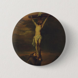 St Francis Lamenting at the Foot of the Cross 6 Cm Round Badge