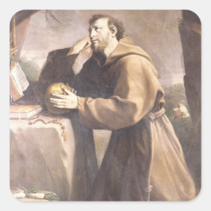 St. Francis of Assisi at Prayer Square Sticker