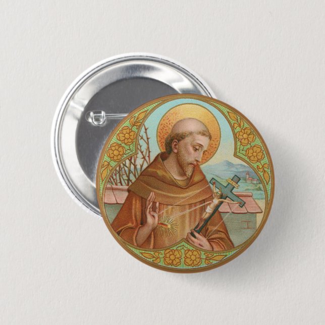St. Francis of Assisi (BK 002) 6 Cm Round Badge (Front & Back)