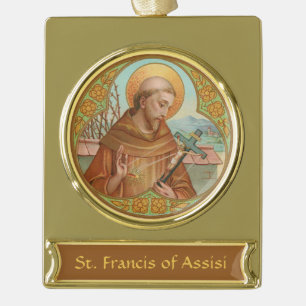 St. Francis of Assisi (BK 002) Gold Plated Banner Ornament