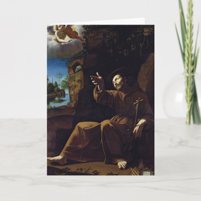 St. Francis of Assisi Consoled by an Angel Card (Front)