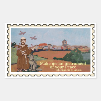St Francis of Assisi Fake stamp  Rectangular Sticker