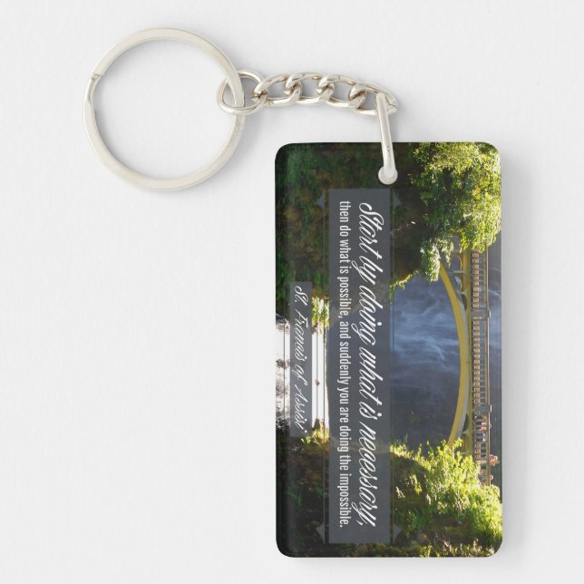 St Francis of Assisi Inspirational Quote "Doing" Key Ring (Front)