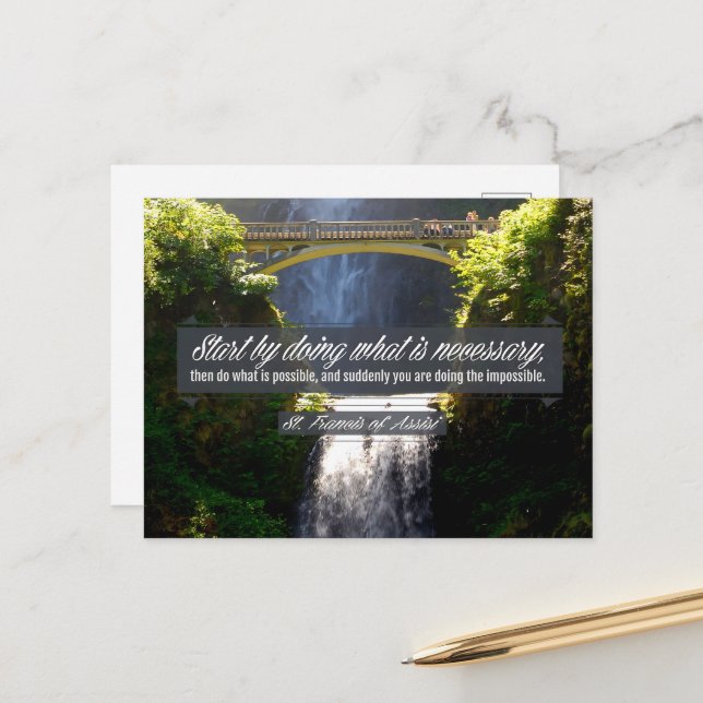 St Francis of Assisi Inspirational Quote "Doing" Postcard (Front/Back In Situ)