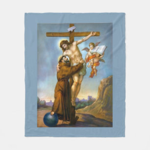 St. Francis of Assisi Jesus Crucifixion Angels Fleece Blanket