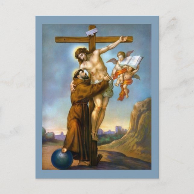St. Francis of Assisi Jesus Crucifixion Angels Postcard (Front)