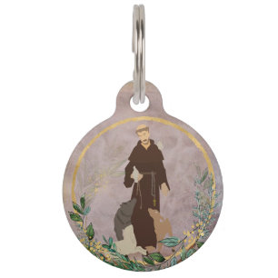 St. Francis of Assisi Marble Gold Pet Protecter Tag