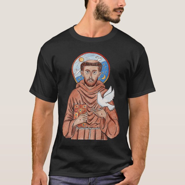 St Francis of Assisi Patron Saint of Animals Catho T-Shirt (Front)