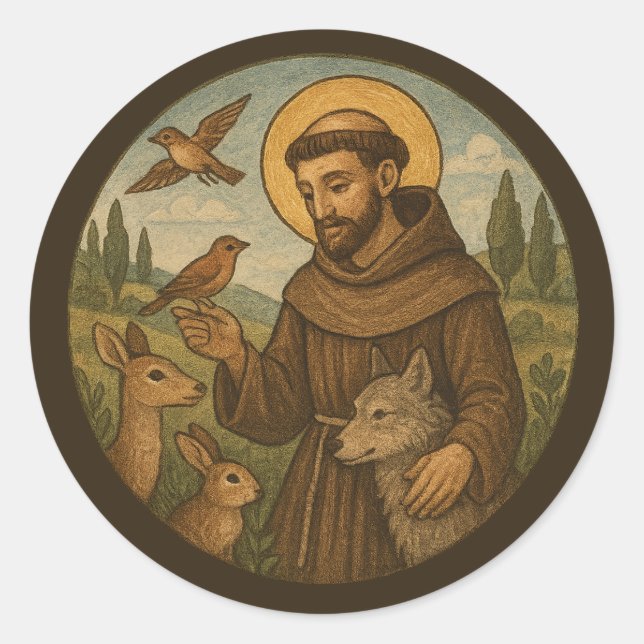 St. Francis of Assisi Patron Saint of Animals Classic Round Sticker (Front)