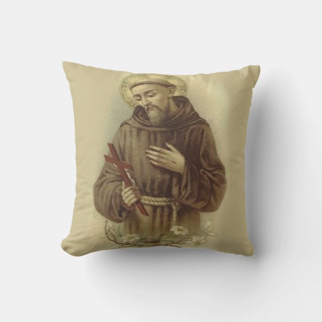 St. Francis of Assisi Patron Saint of Animals Cushion (Front)