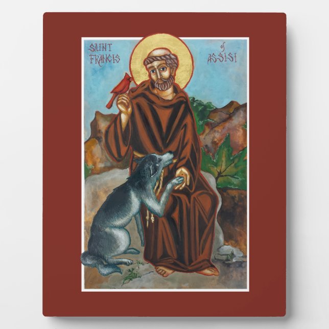 St. Francis of Assisi Patron Saint of Animals Icon Plaque (Front)