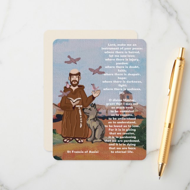 St Francis of Assisi Peace prayer Enclosure Card (Front/Back In Situ)