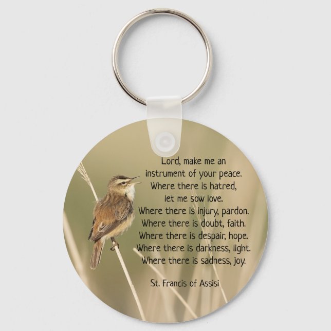 St. Francis of Assisi Prayer Bird Inspirational  Key Ring (Front)