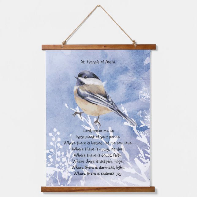 St. Francis of Assisi Prayer Cute Little Bird Hanging Tapestry (Front)