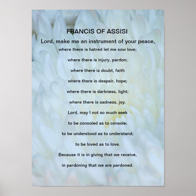 St Francis of Assisi prayer Poster (Front)