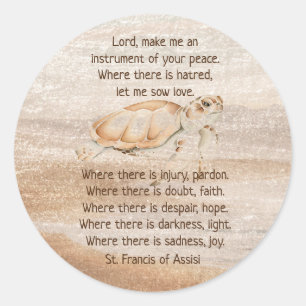 St. Francis of Assisi Prayer Sea Turtle Art Classic Round Sticker