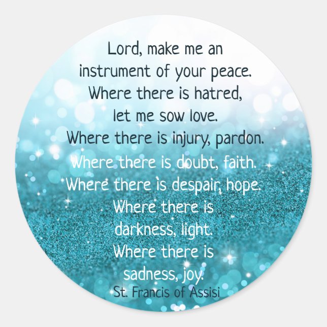 St. Francis of Assisi Prayer Snow Snowflake Winter Classic Round Sticker (Front)