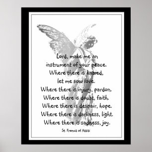 St. Francis of Assisi Prayer with Angel Poster