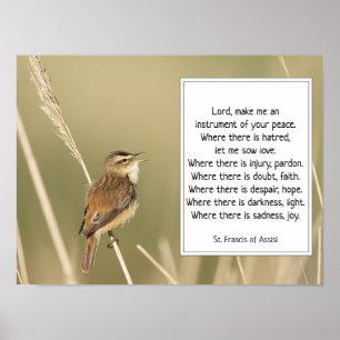 St. Francis of Assisi Prayer with Bird  Poster
