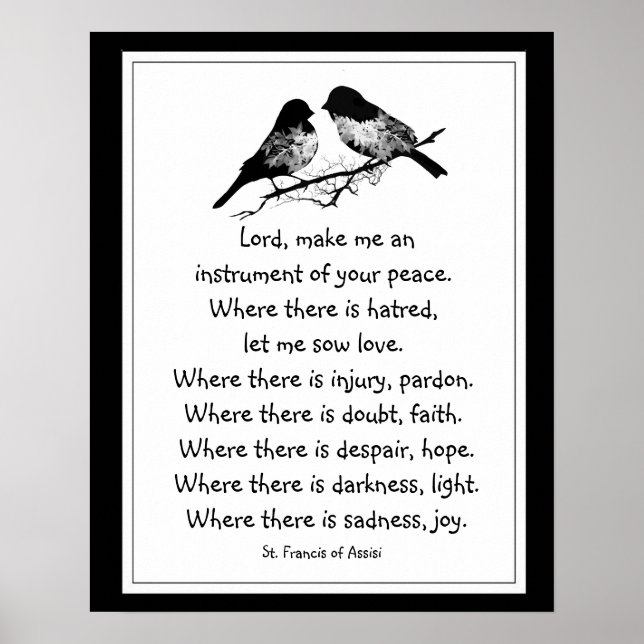 St. Francis of Assisi Prayer with Little Birds Poster (Front)