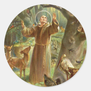 St Francis of Assisi preaching to animals Classic Round Sticker