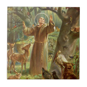 St Francis of Assisi preaching to animals Tile