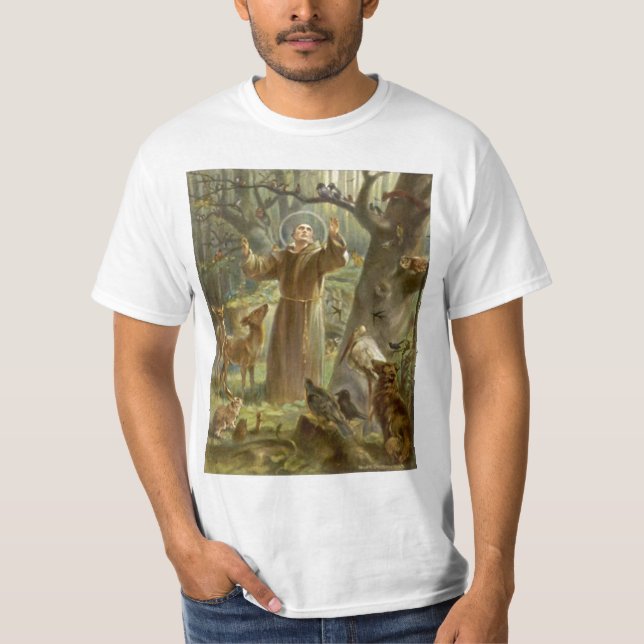 St. Francis of Assisi Preaching to the Animals T-Shirt (Front)