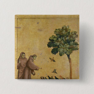 St. Francis of Assisi preaching to the birds 15 Cm Square Badge