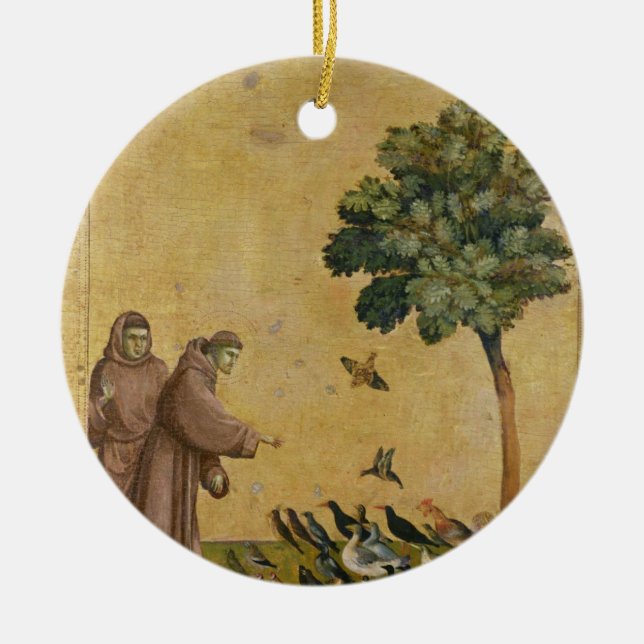 St. Francis of Assisi preaching to the birds Ceramic Tree Decoration (Front)