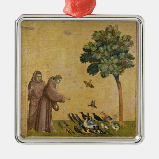 St. Francis of Assisi preaching to the birds Metal Tree Decoration (Front)