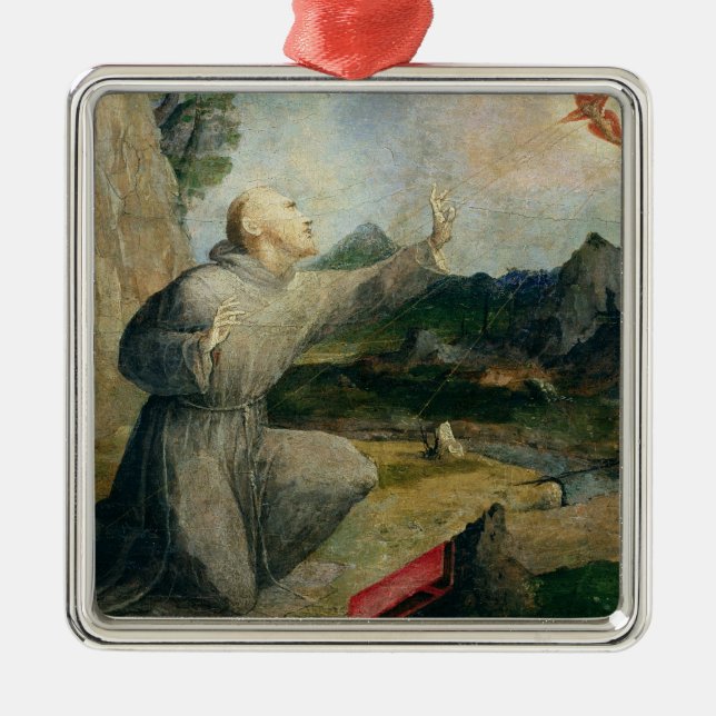 St. Francis of Assisi Receiving the Stigmata Metal Tree Decoration (Front)