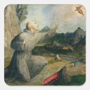 St. Francis of Assisi Receiving the Stigmata Square Sticker