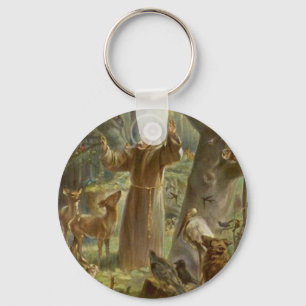 St. Francis of Assisi Surrounded by Animals Key Ring